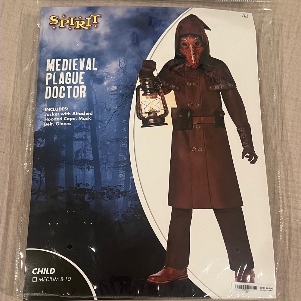 Medieval Plague Doctor Halloween’s costume size kids medium 8-10 boys